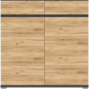 Schuhschrank, Anthrazit, Eiche, Holzwerkstoff, 8 Fächer, 2 Schubladen, 96x103x40 cm, Made in Germany, Beimöbel erhältlich, Garderobe,