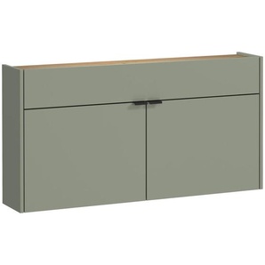 Schuhschrank GW-Ameca, Eiche, Pastellgrün, Holzwerkstoff, 4 Fächer, 1 Schubladen, 110x57x22 cm, Typenauswahl, Beimöbel erhältlich, hängend, Garderobe,