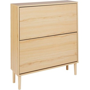 Schuhschrank Helles Holz mit 2 Klappen Modern Schuhkipper für Flur Eingangsbereich