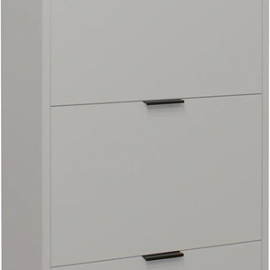 Schuhschrank MÄUSBACHER Bonnie Schränke Gr. B/H/T: 61 cm x 139 cm x 25 cm, grau (kreidegrau matt) Schuhschränke Breite 61 cm mit 3 Klappen und Quadratgestell