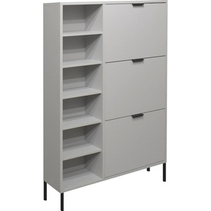 Schuhschrank MÄUSBACHER Bonnie Schränke Gr. B/H/T: 95 cm x 139 cm x 25 cm, grau (kreidegrau matt) Schuhschränke Breite 95 cm mit 3 Klappen, Regal und Quadratgestell