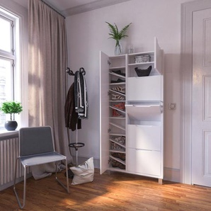 Schuhschrank 85 x 185 x 17cm Spiegeltür links Weiß