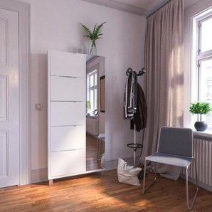 Schuhschrank 85 x 185 x 17cm Spiegeltür rechts Weiß