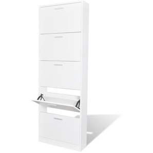 Schuhschrank mit 5 Schuhkippern Weiß Holz
