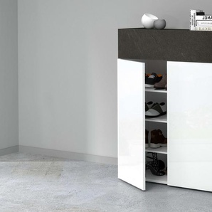 Schuhschrank TECNOS Savona Schränke Gr. B/H: 76 cm x 100 cm, 2 St., weiß hg, zement Schuhschränke