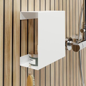 Schulte - Duschablage zum Kleben, Aufbewahrung von Duschzeug, ohne bohren fürs Badezimmer, 22.5 x 9.5 x 22.5 cm, Mattweiß