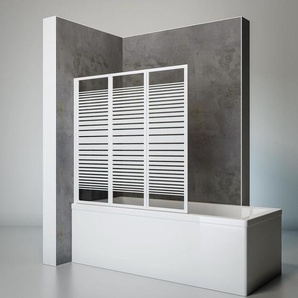 Schulte Duschwand Smart 3-teilig faltbar, inkl. Klebe-Montage - 127 x 121 cm, 3 mm Sicherheitsglas Querstreifen, Alpin Weiß