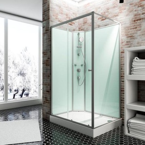 Schulte Komplettkabine Ibiza - Duschkabine mit Schiebetür 5 mm ESG Sicherheitsglas klar, Rückwände in light grün, Profil Alu Natur, 160 x 90 x 204