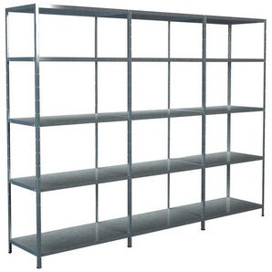 SCHULTE Regalwelt Steckregal Stecksystem Grund- und 2x Anbauregale, Metall verzinkt, 2000x3600x500 mm, 15 Böden