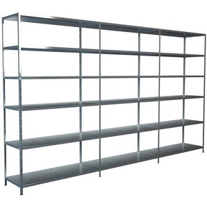 SCHULTE Regalwelt Steckregal Stecksystem Grund- und 2x Anbauregale, Metall verzinkt, 2300x2800x350 mm, 18 Böden
