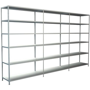 SCHULTE Regalwelt Steckregal Stecksystem Grund- und 2x Anbauregale, Metall weiß, 2300x3000x350 mm, 18 Böden