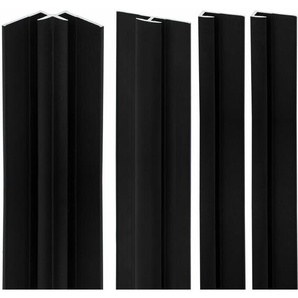 Schulte - Verkleidungsplatte DecoDesign Zubehörset von beinhaltet 2 Endprofile, 1 Eckverbinder in Ecke, 1 Flächenverbinder, 255cm, Set in Schwarz Matt