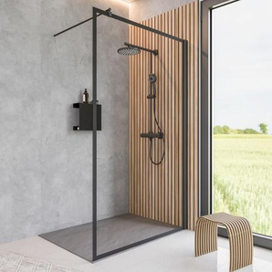 Schulte Walk In Dusche Alexa Style 2.0, ESG Sicherheitsglas Dekor Frame Mattschwarz, Profilfarbe: Schwarz, Größe 120 x 200 cm