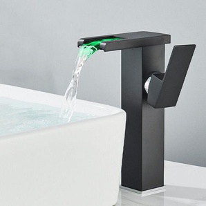 Schwarz Waschtischarmatur Hoch Wasserfall Wasserhahn Bad Waschbecken Einhand