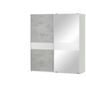 Schwebetürenschrank 2-türig - grau - Materialmix - 180 cm - 198 cm - cm 64,0 | Möbel Kraft