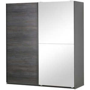 Schwebetürenschrank, 2-türig - schwarz - Materialmix - 180 cm - 198 cm - 64 cm | Möbel Kraft