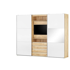 Schwebetürenschrank 2-türig - weiß - Materialmix - 300 cm - 236 cm - cm 65,0 | Möbel Kraft