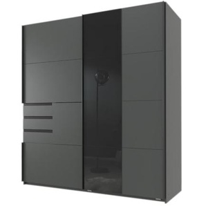 Schwebetürenschrank Bamberg Plus, schwarz/graphit, 180 x 198 x 65 cm