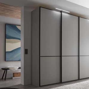Schwebetürenschrank Boston, grau/schwarz, 330 x 236 cm, inkl. Synchronöffnung