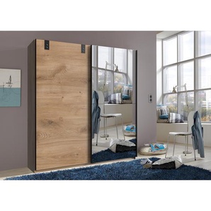 Schwebetürenschrank Cardiff 180cm Braun mit Spiegeltür/-en