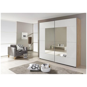 Schwebetürenschrank Crato, alpinweiß/Sonoma-Eiche-Nachbildung, 218 x 210 cm
