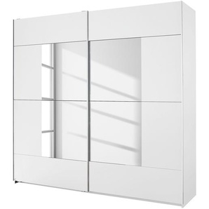 Schwebetürenschrank Crato 175cm Weiß/Alpinweiß/Spiegelglas