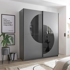 Schwebetürenschrank Forney 170 x 195 x 60cm Grau/Grau/Schwarz