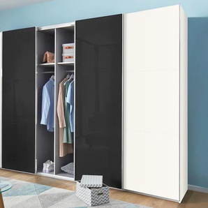 Schwebetürenschrank FRESH TO GO Level Schränke Gr. B/H: 350 cm x 236 cm, 4 St., weiß (weiß, grauglas) Schranksysteme und Schrankserien mit Glastüren Synchronöffnung