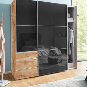 Schwebetürenschrank FRESH TO GO Level Schränke Gr. B/H/T: 200 cm x 236 cm x 65 cm, 2 St., grau (plankeneichefarben, grauglas) Schranksysteme und Schrankserien mit Glastüren