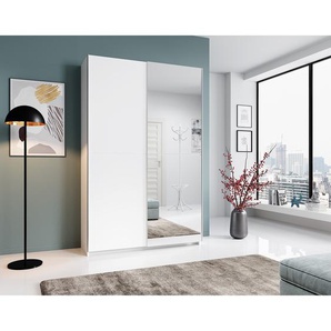 Schwebetürenschrank Helmond 125 x 196 x 38cm Weiß/Weiß