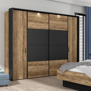 Schwebetürenschrank Huy 279 x 215 x 64cm Schwarz/Braun