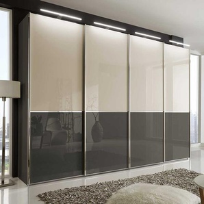 Schwebetürenschrank in Creme Weiß und Braun 300 cm breit