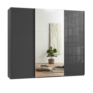 Schwebetürenschrank Kleiderschrank 250 cm Vollausst. Spiegel Glasfront Anthrazit / 22035