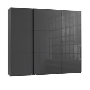 Schwebetürenschrank Kleiderschrank 250 cm Vollausstattung Glasfront in Anthrazit / 22032