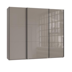 Schwebetürenschrank Kleiderschrank 250 cm Vollausstattung Glasfront in Sand Grau /22031
