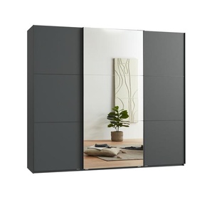 Schwebetürenschrank Kleiderschrank 3-tür 250cm Vollausstattung Anthrazit Spiegel / 22015