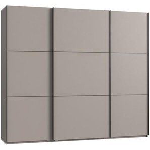 Schwebetürenschrank Kleiderschrank 3-türig 250 cm modern Vollausstatt. Sand Grau / 22011