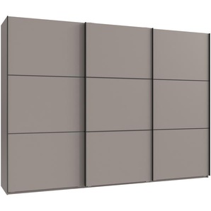Schwebetürenschrank Kleiderschrank 3-türig 300 cm modern Vollausstatt. Sand Grau / 22017