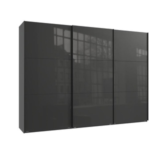 Schwebetürenschrank Kleiderschrank 300 cm Vollausstattung Glasfront in Anthrazit / 22038
