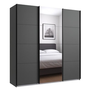 Schwebetürenschrank Kleiderschrank B180 cm H208 cm 3-türig Grafit, 1x Spiegeltür / 22512