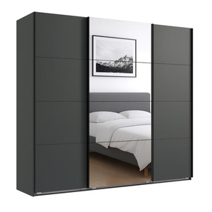 Schwebetürenschrank Kleiderschrank B225 cm H208 cm 3-türig Grafit, 1x Spiegeltür / 22519