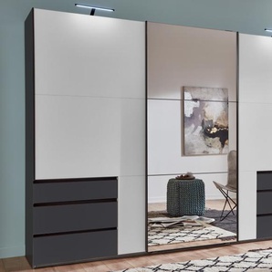 Schwebetürenschrank Level 36 black A, weiß/graphit, 300 cm