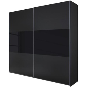 Schwebetürenschrank Loriga 261cm Schwarz/Grau/Graumetallic/Glas Schwarz