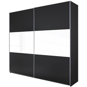 Schwebetürenschrank Loriga 175cm Grau/Graumetallic/Glas Weiß