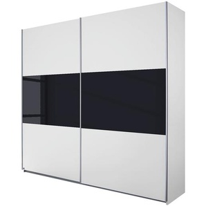 Schwebetürenschrank Loriga 218cm Schwarz/Weiß/Alpinweiß/Glas Schwarz