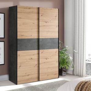 Schwebetürenschrank Potine 120 x 191 x 61cm Braun/Grau/Eiche Artisan Dekor/Anthrazit