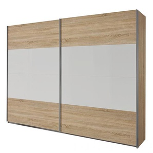 Schwebetürenschrank I 136 x 210cm Beige/Eiche Sonoma Dekor/Alpinweiß