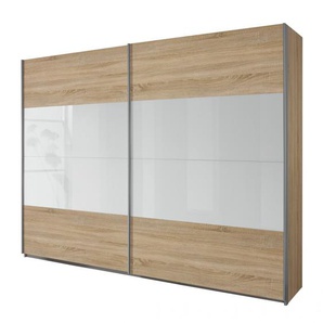 Schwebetürenschrank I 226 x 230cm Beige/Eiche Sonoma Dekor/Weiß