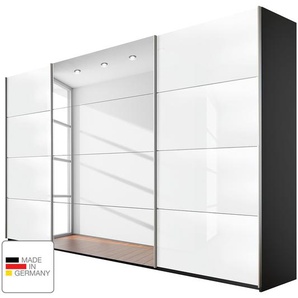 Schwebetürenschrank Spiegel 315 x 210cm Grau/Weiß 1 Spiegeltür