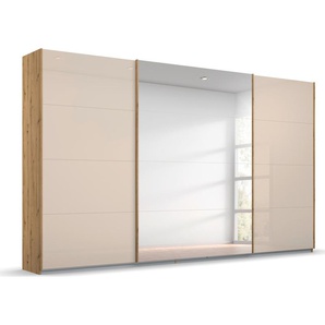 Schwebetürenschrank RAUCH Kleiderschrank Schrank Garderobe KOLUNA mit Glastüren und Spiegel, beige (eiche artisan, glas champagner), B:315cm H:229cm T:62cm, Holzwerkstoff, Schränke, inkl. 2 Innenschubladen sowie extra Einlegeböden MADE IN GERMANY,